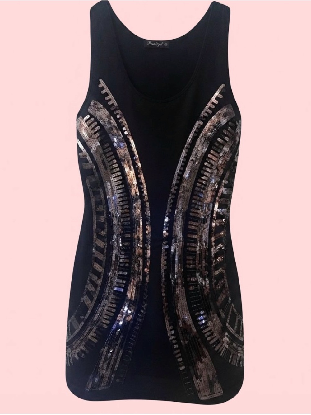 Prestige Sequin Embellished Black Dress - XL